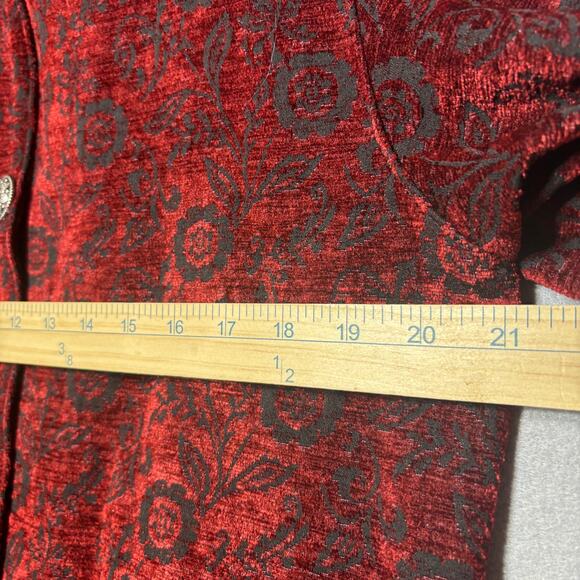 Vtg Touch O Blue Red Black Burnout Button Jacket Top M Boho Retro Indie Edgy - Picture 7 of 8